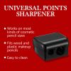 Faccito 6 Pcs Makeup Pencil Sharpener with Cover, Lip Liner Pencil Sharpener, Dual Hole Cosmetic Manual Tools for Eyeliner, Lip Liner, Eyebrow, Back to School Gifts for Classroom (Black) view 3