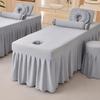 Grey,80x190cm,LDLCYCN Massage Table Bed Cover Sheet Bedskirt with Face Hole Skin-Friendly Massage SPA Bed Cover Massage Table Sheet with Skirt Beauty Salon Mattress Cover Machine Washable view 1