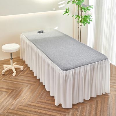 B/Grey,70x185(T),LDLCYCN Massage Table Bedskirt with Face Hole Comfortable Soft Spa Bed Cover with Skirt Beauty Salon Bedskirt with Elastic Band Skin-Friendly Massage Table Bed Cover