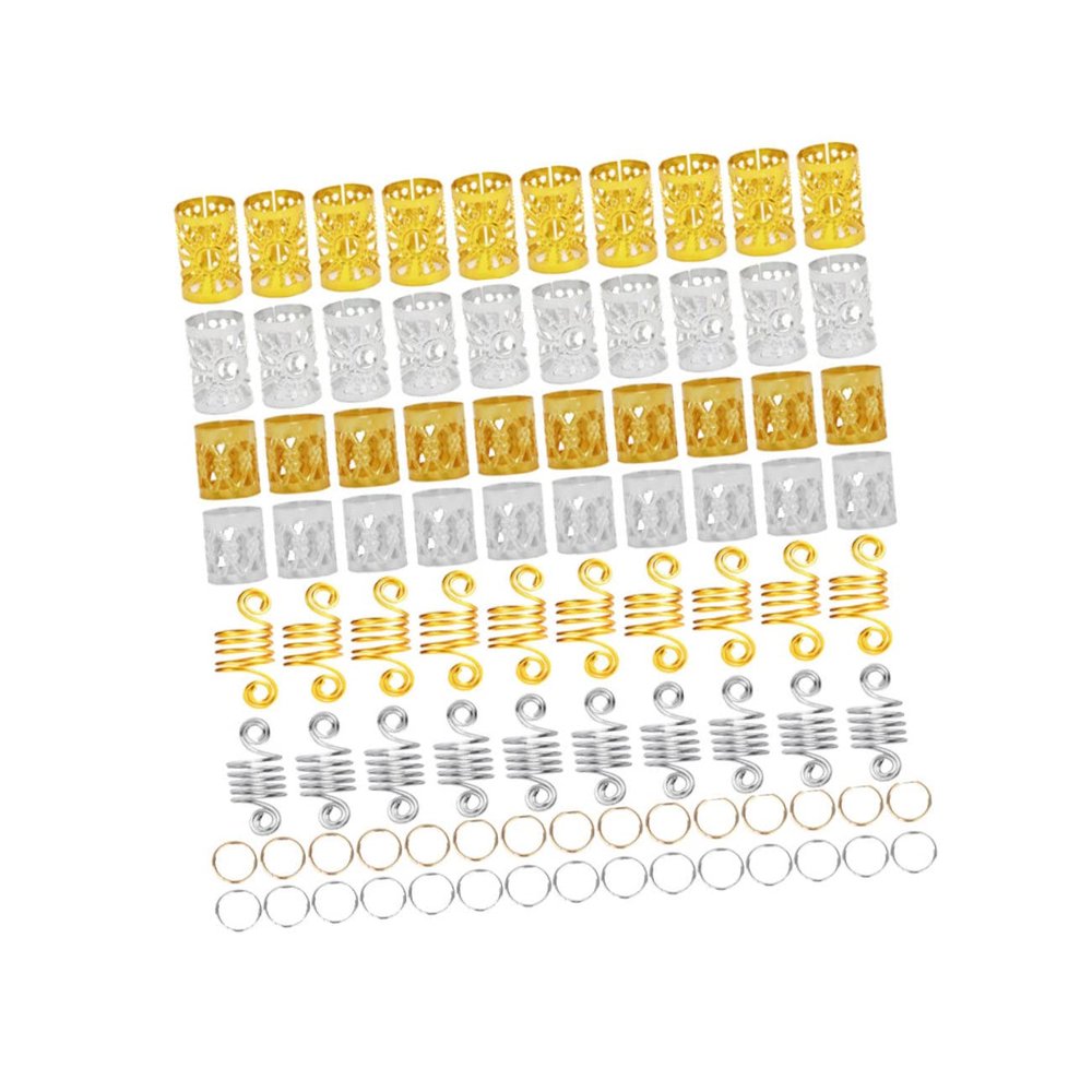 SAFIGLE 90pcs Dreadlock Accessories Set Hair Cuffs Braiding Beads Jewelry for Women Messy Bun Hair