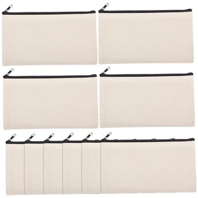 OSALADI 10pcs Sublimation Blank Cosmetic Bags Portable Canvas Pencil Cases for Heat Transfer Makeup and Travel Accessories