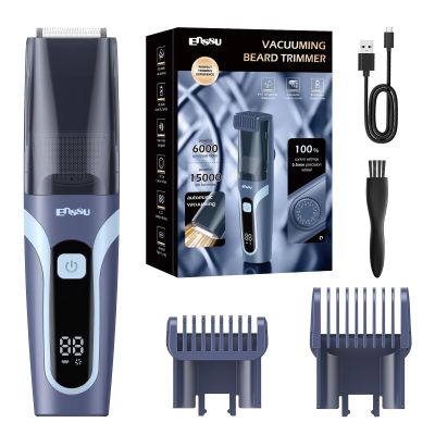 ENSSU Beard Trimmer for Men - Vacuum Mustache Trimmer with Adjustable 20 Length Setting for Less Mess,IPX7 Waterproof Rechargeable Electric Mens Beard Trimmer for Precision Facial Hair, Sideburns