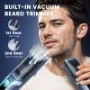 ENSSU Beard Trimmer for Men - Vacuum Mustache Trimmer with Adjustable 20 Length Setting for Less Mess,IPX7 Waterproof Rechargeable Electric Mens Beard Trimmer for Precision Facial Hair, Sideburns view 2