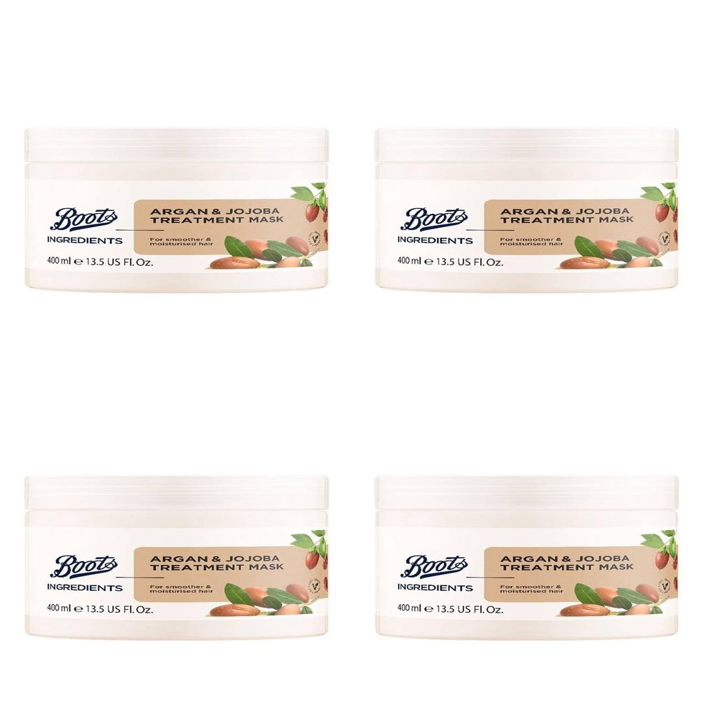 Boots Ingredients Argan and Jojoba Treatment Mask 13.52 Fl Oz. (Pack of 4)