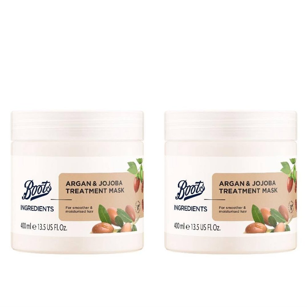 Boots Ingredients Argan and Jojoba Treatment Mask 13.52 Fl Oz. (Pack of 2)