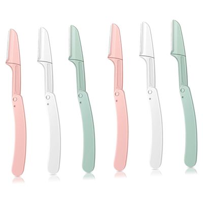 ARTSEWPLY 6pcs Folding Eyebrow Trimmers for Women Portable Hair Razors for Precise Facial Hair Removal and Eyebrow Shaping