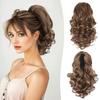 12 Inch Ponytail Extension - Clip in Ponytail Hair Extensions, Curly Wavy Pony Tails Hair Extensions, Synthetic Claw Clip Ponytail Extension for Women (Color: Light Brown With Blonde Highlights) view 1