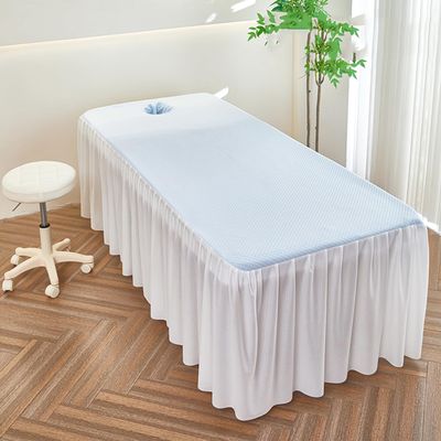 B/Blue,70x185(T),LDLCYCN Massage Table Bedskirt with Face Hole Comfortable Soft Spa Bed Cover with Skirt Beauty Salon Bedskirt with Elastic Band Skin-Friendly Massage Table Bed Cover