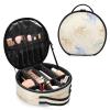 senya Round Cosmetic Pouch Travel Makeup Train Case Organizer Bag Portable Makeup Brushes Toiletry Jewelry Accessories Octopuses Pattern view 2
