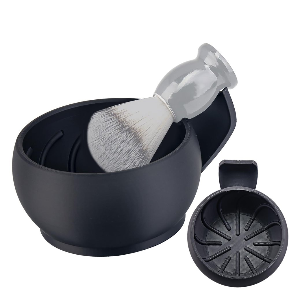 Grandslam Shaving Bowl with Ridges, Shaving Mug with Brush Stand, Shaving Soap Bowl for Shaving Cream and Soap, Durable & Holds Heat Longer, Rich & Thick Lather, Great for Traveling and Use at Home