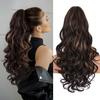 24 Inch Ponytail Extension, Layered Ponytail Extensions for Women, Soft Wavy Claw Clip in Ponytail Extension, Natural Synthetic Hair Pieces for Women (Color: Dark Brown with Honey Blonde Highlights) view 1