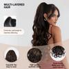 24 Inch Ponytail Extension, Layered Ponytail Extensions for Women, Soft Wavy Claw Clip in Ponytail Extension, Natural Synthetic Hair Pieces for Women (Color: Dark Brown with Honey Blonde Highlights) view 3