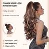 24 Inch Ponytail Extension, Layered Ponytail Extensions for Women, Soft Wavy Claw Clip in Ponytail Extension, Natural Synthetic Hair Pieces for Women (Color: Dark Brown with Honey Blonde Highlights) view 4