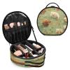 senya Round Cosmetic Pouch Travel Makeup Train Case Organizer Bag Portable Makeup Brushes Toiletry Jewelry Accessories Highland Cattle Meadow Pattern view 2