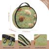 senya Round Cosmetic Pouch Travel Makeup Train Case Organizer Bag Portable Makeup Brushes Toiletry Jewelry Accessories Highland Cattle Meadow Pattern view 3