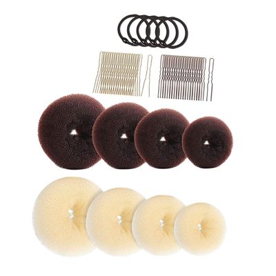 ARTSEWPLY 1set Donut Hair Bun Maker Kit Sponge Doughnuts U-shaped Pins and Hair Ties for Casual and Formal Events