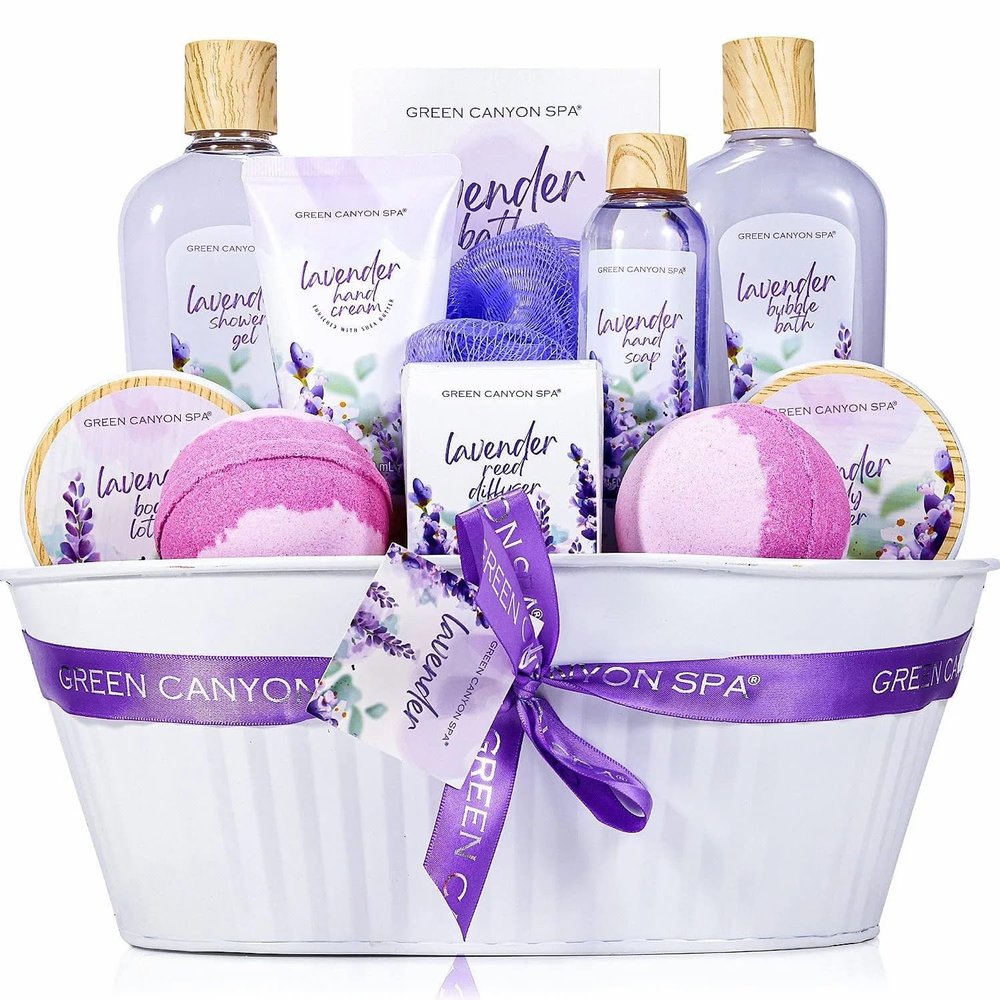 Spa Gifts Baskets for Women, 12pcs Lavender Relaxing Bath sets - Luxury Mothers Day Gifts for Mom