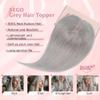 SEGO Grey Hair Toppers for Women Real Human Hair No Bangs, 7 * 13 CM Silk Base Clip In Topper Wiglet, Top Pieces Add Volume -14 Inch G1 Silver Grey view 2