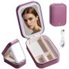 BS-MALL Travel Cosmetic Mirror Case LED Makeup Mirror Storage Case for Eyelash Station Brushes Cosmetic Tools On-the-go Makeup Needs (Rose Red) view 1