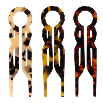 3pcs French Hair Pin, U-Shaped Magic Acetate Hair Pin French Sticks for Women Buns Thick Fine Long Curls Styling Accessories (3 Colors)