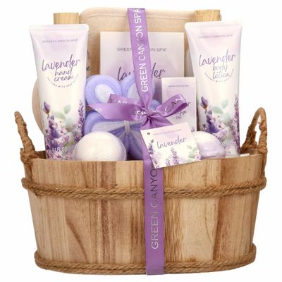 Bath Gifts Sets for Women, 11pcs Lavender Spa Baskets Kits, Relaxing Birthday Mothers Day Gifts for Mom