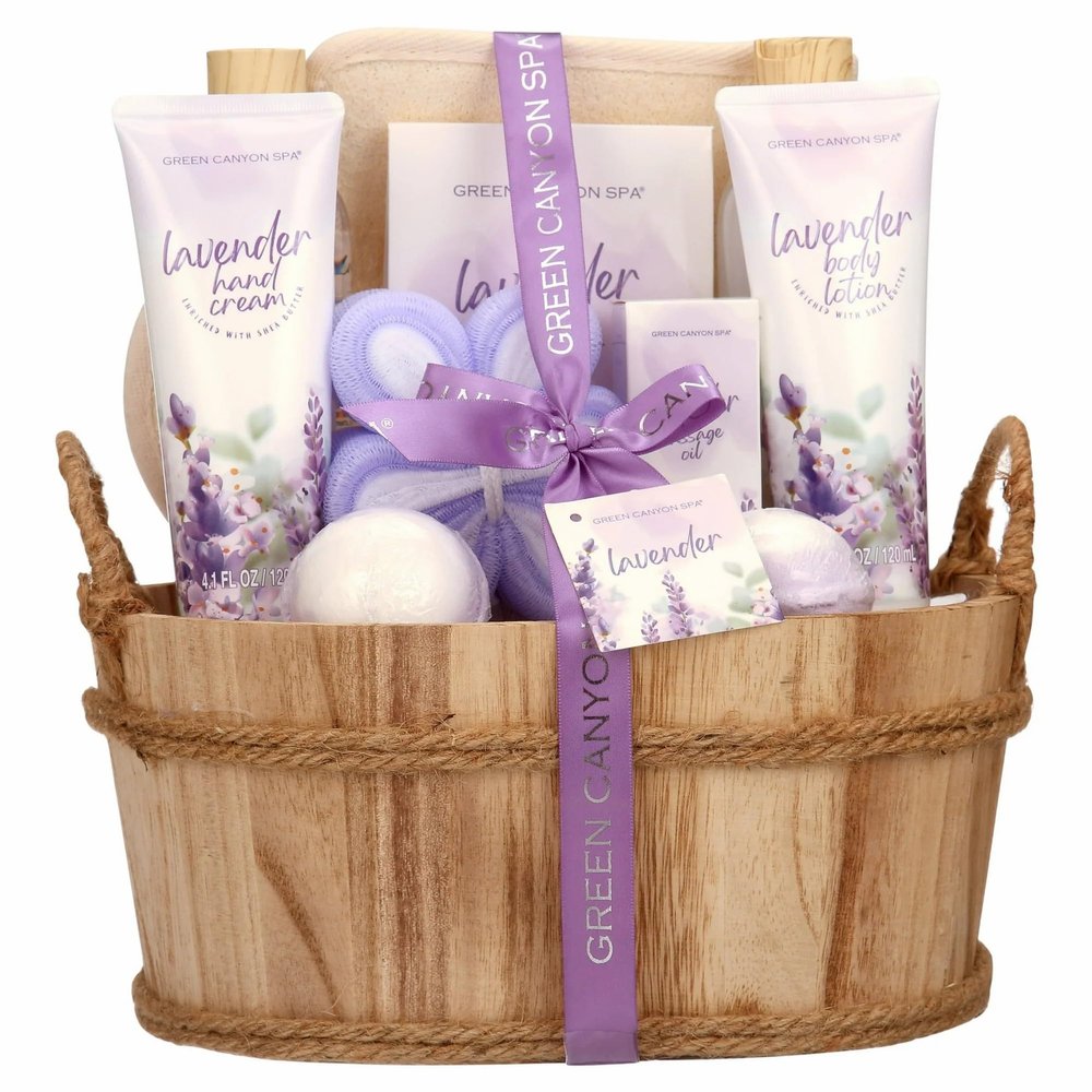 Bath Gifts Sets for Women, 11pcs Lavender Spa Baskets Kits, Relaxing Birthday Mothers Day Gifts for Mom