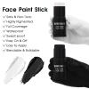 BOBISUKA Black & White Painting Kit - 2 Face Body Paint Sticks with 2 Paintbrushes & 2 Sponges Halloween Makeup Set for Clown Skeleton Skull Cosplay Special Effects Costume SFX , Eye Black for Sports view 2