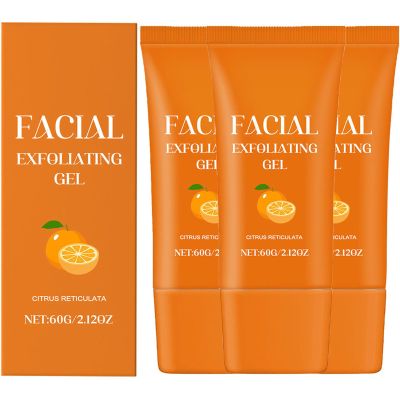 Dnyun Facial Exfoliating Gel Orange, Facial Exfoliation Gel, Face Hydrating Cleansing Gels, Orange Exfoliating Moisturizing Face Gels (3pcs)