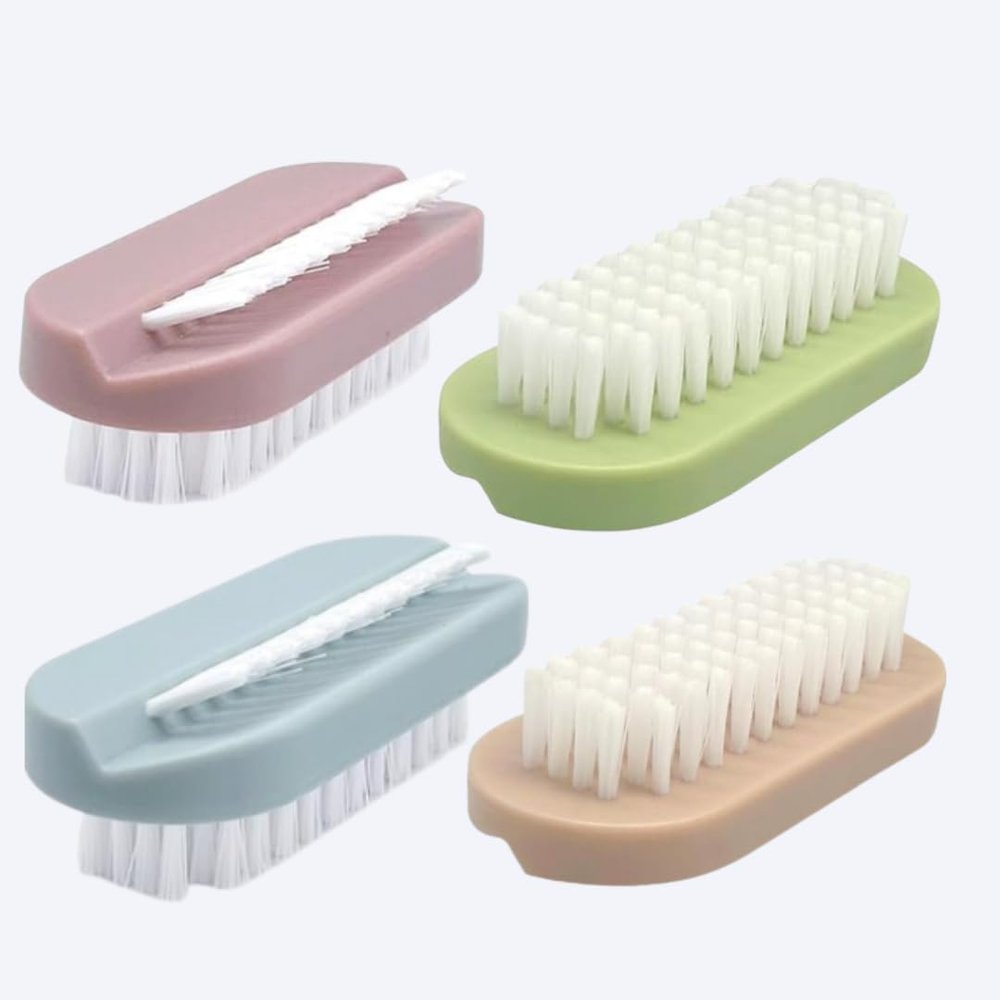 4-Pack Dual-Design Nail Brush  Angled & Flat Bristles for Deep Cleaning Under Nails & Hand Scrub  Durable Nail Scrubber Brush for Men, Women & Kids (Pastel Set (Blue/Pink/Green/Purple))