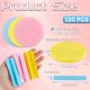 120 Pieces Facial Sponge Compressed,Round Face Cleansing Sponge,Makeup Removal Sponge Pad for Exfoliating Wash,Spa,Mask(Yellow,Pink,Blue) view 2