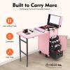YIYIBYUS Portable Rolling Manicure Table for Nail Teach w/Audio, Professional Makeup Storage Manicure Dressing Table with Wheels 4 Drawers, Cosmetology Travel Case Workstation Artist view 2