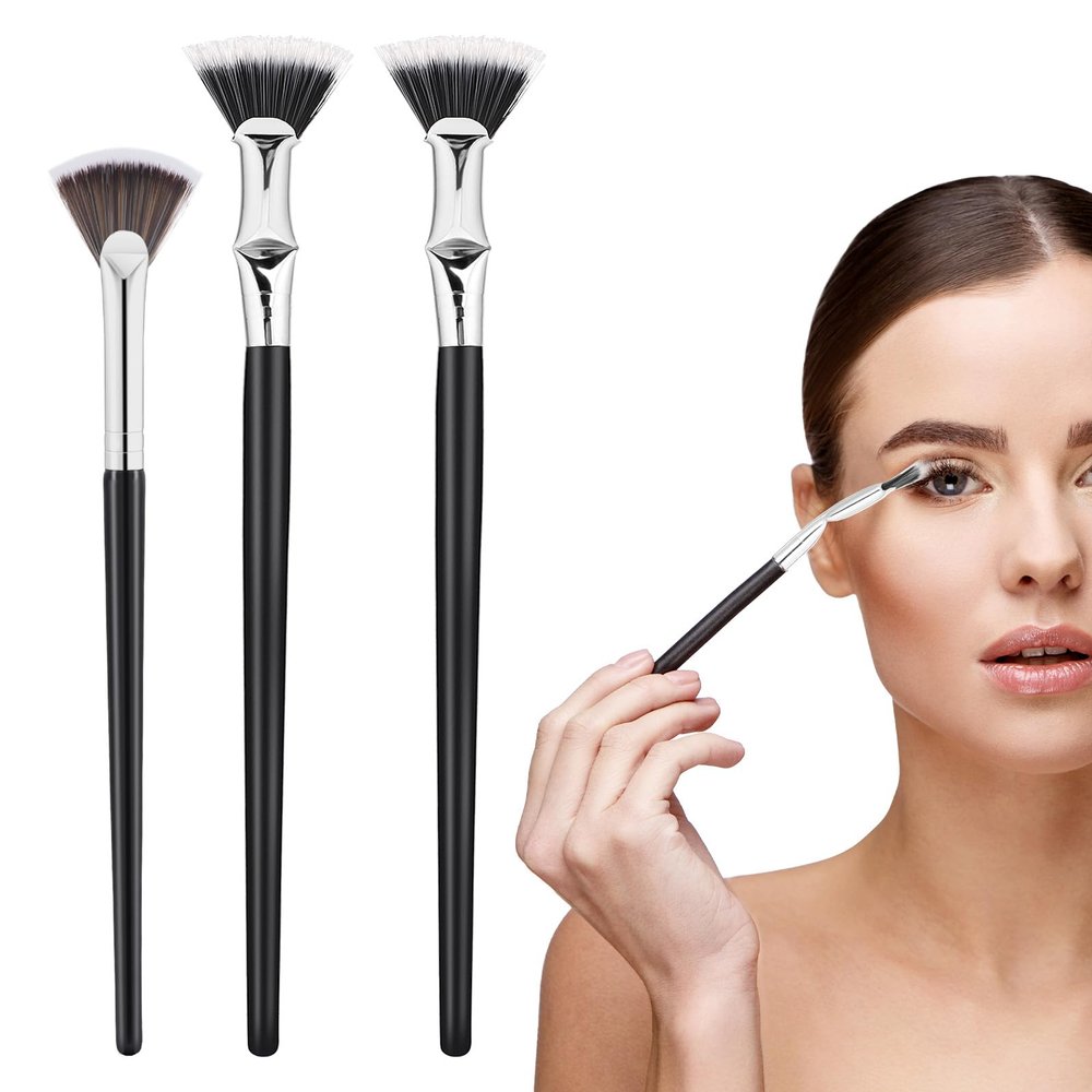 3Pcs Mascara Fan Brush, Folding Angle Lash Brush Mascara Applicator Tool Multifunctional Fan Shaped EyeLash Brushes with Soft Bristles for Upper Lower EyeLash
