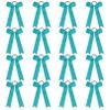 DEEKA 16 PCS Collegiate Style Cheer Bows Long Tail Skinny Bow Handmade Elastic Band Ponytail Holder for Girls Teens Softball Cheerleader Sports -Teal view 1