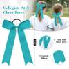 DEEKA 16 PCS Collegiate Style Cheer Bows Long Tail Skinny Bow Handmade Elastic Band Ponytail Holder for Girls Teens Softball Cheerleader Sports -Teal view 2