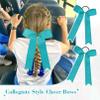 DEEKA 16 PCS Collegiate Style Cheer Bows Long Tail Skinny Bow Handmade Elastic Band Ponytail Holder for Girls Teens Softball Cheerleader Sports -Teal view 3