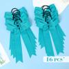 DEEKA 16 PCS Collegiate Style Cheer Bows Long Tail Skinny Bow Handmade Elastic Band Ponytail Holder for Girls Teens Softball Cheerleader Sports -Teal view 4