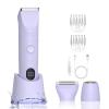 3-in-1 Bikini Trimmer for Women, IPX7 Waterproof Electric Shaver for Women-Rechargeable Electric Razors for Pubic, Facial & Body Hair Trimmer with LED Display, Travel Kit & Painless Blades (Purple) view 1