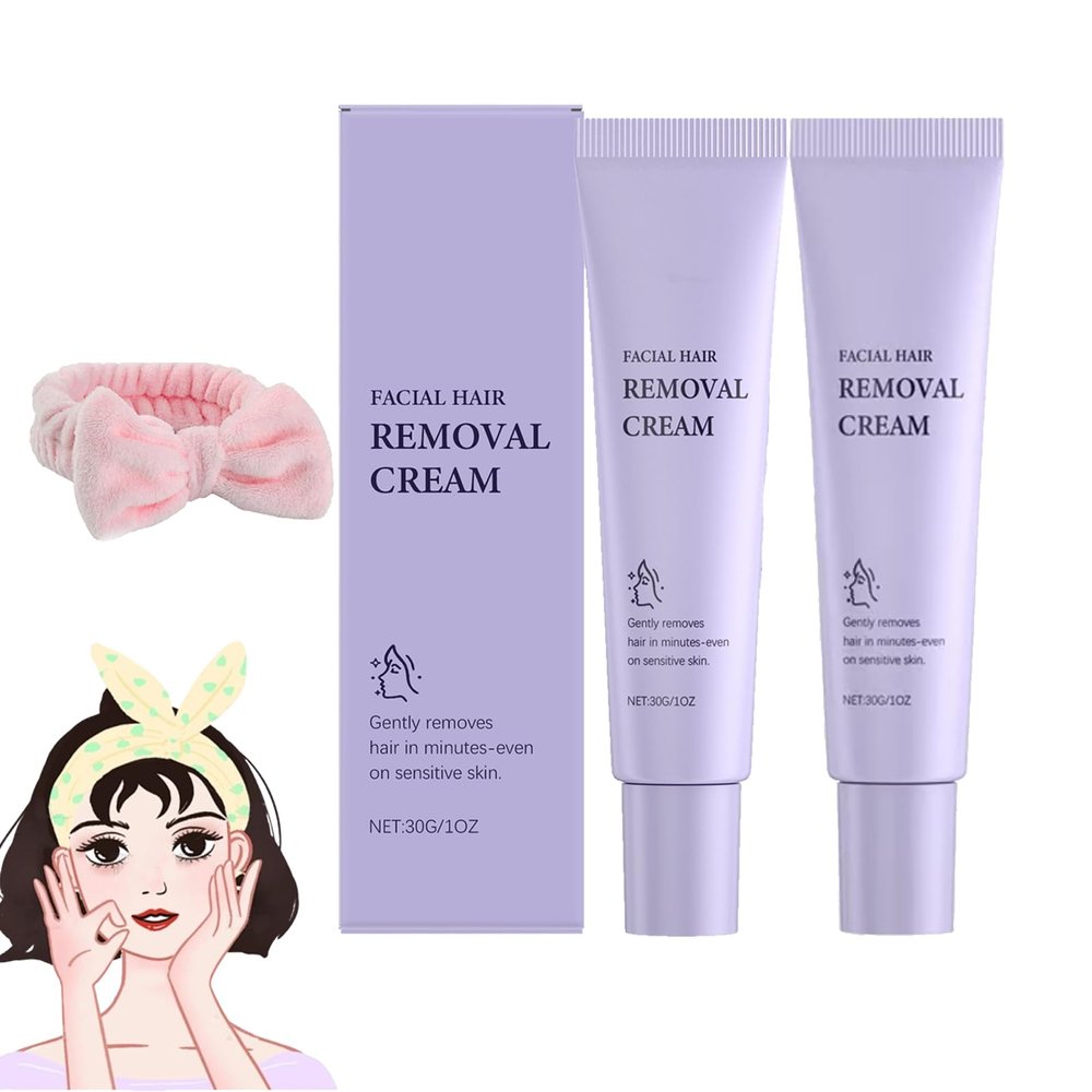 Gentle and Painless Facial Hair Removal Cream, Facial Hair Removal Cream for Women and Men,Effective Quick Painless Gentle and Soothing Face Hair Removers (1, 2Pcs)