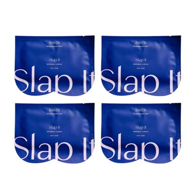 BAWDY Slap It 4 Pack - Caffeine Beauty Butt Mask - Retexturizing + Detoxifying Treatment for Your Behind - 2 Sheets, One for Each Cheek - Clean Beauty for Your Butt (4 Single Use Masks)
