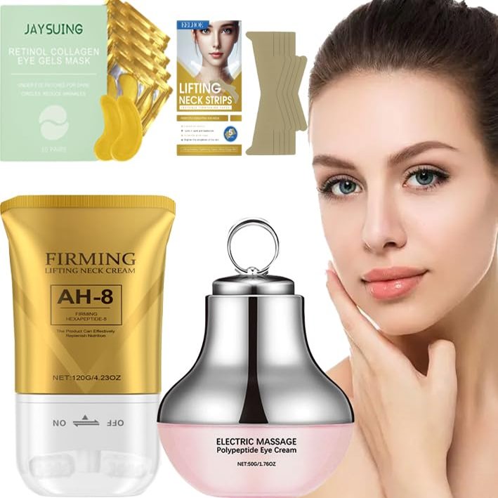 Nascence AH-8 Neck and Eye Cream Set with Electric Massage Tightening, Anti-Wrinkle Treatment with Red Light, Deep Moisturizer Bundle Care (neck eye and tap)