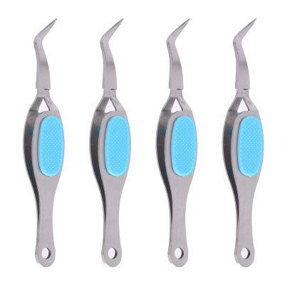 4Pcs Craft Tweezers Cross Locking, Fine Tip Craft Tweezers with Soft Grip for Jewelry Eyelash Extensions Nail Beading Tool