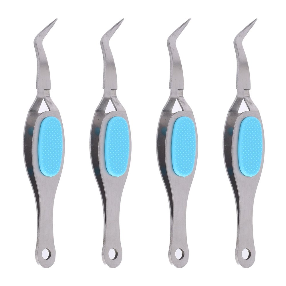 4Pcs Craft Tweezers Cross Locking, Fine Tip Craft Tweezers with Soft Grip for Jewelry Eyelash Extensions Nail Beading Tool