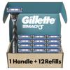 Gillette Mach3 Shaving Razor for Men, Razor Handle, 12 Blade Refills view 1