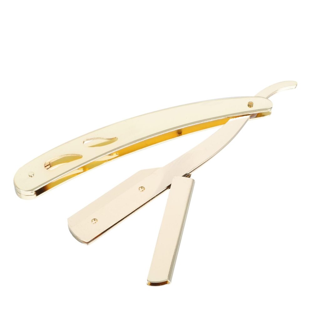 TOGEVAL Golden Facial Hair Razor Manual Shaving Tool Handheld Shaver for Men Women Multipurpose Hair Cutter for Home Use Comfortable to Hold Design