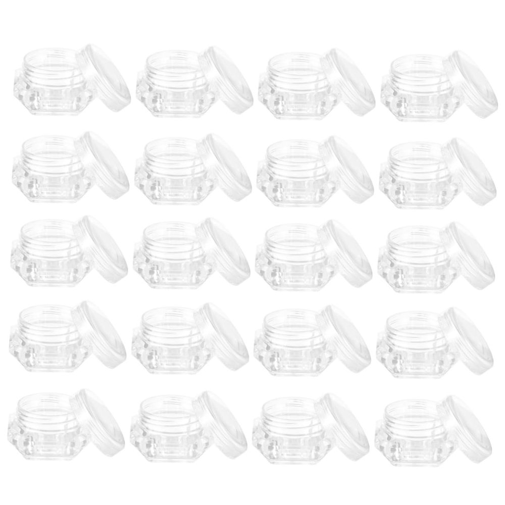 TOGEVAL 20Pcs Refillable Transparent Cosmetic Jars Diamond Shape Empty Loose Powder Containers for Glitter Eye Shadow and Storage for DIY Makeup Organization