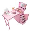 SXXZYAZJ Foldable Manicure Workstation, Portable Manicure Table, Professional Expanded Nail Desk, Modern Rolling Art Nail Booth for Outdoors, Mobile Manicure Accessories, Travel Art Nail Desk,Pink view 1