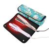 2 in 1 Hair Tools Organizer with Heat Resistant Pad Waterproof Hair Tools Travel Organizer for Curling Iron Straightener Flat Hair Dryer, Blue Gem Leaf Travel Bag for Hair Tools view 2