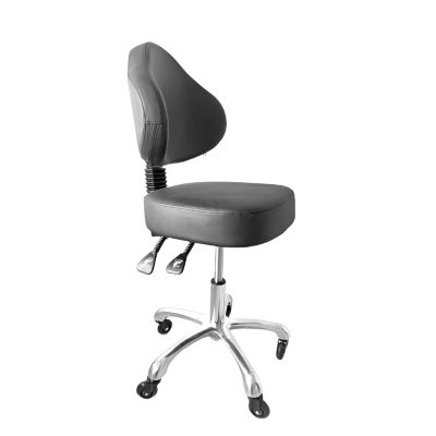 Cadiario Rolling Stool Heavy Duty Super Soft Seat Cushion 360Swivel Supported Backrest Adjustable Height Upgraded Salon Stool Chair,Tattoo Facial Massage Spa Medical Home Office Black