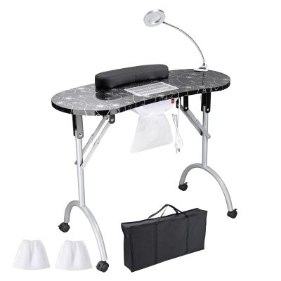 SXXZYAZJ Nail Table Portable Manicure Table with Dust Collector & LED Lamp, Manicure Table Foldable, for Home Spa Beauty Salon Mobile Nail Tech (Color : Svart)
