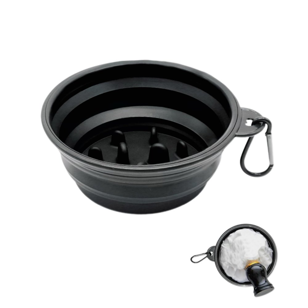 Foldable Shaving Bowl with Carabiner, Silicone Shave Mug for Men, Quick Lather Shaving Cream Bowl, Portable Travel Shaving Soap Bowl, Non-Slip Base, Lightweight Collapsible Design